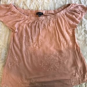 Kendall & Kylie Pink Off the Shoulder Top